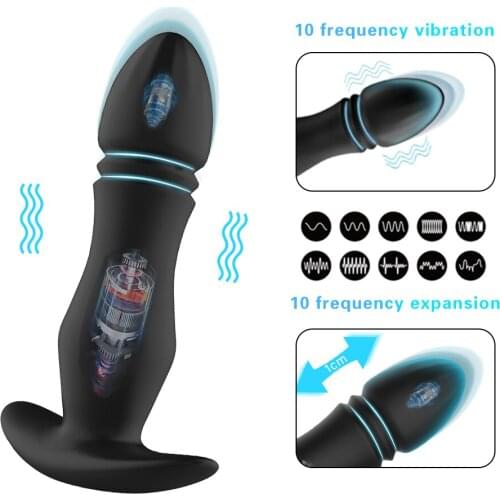 10 Speeds Vibrating Ring Male Sex Toy Heating Prostata Massager For Man Retractable Anal Vibrator Cork Anal Butt Plug Sex Toys
