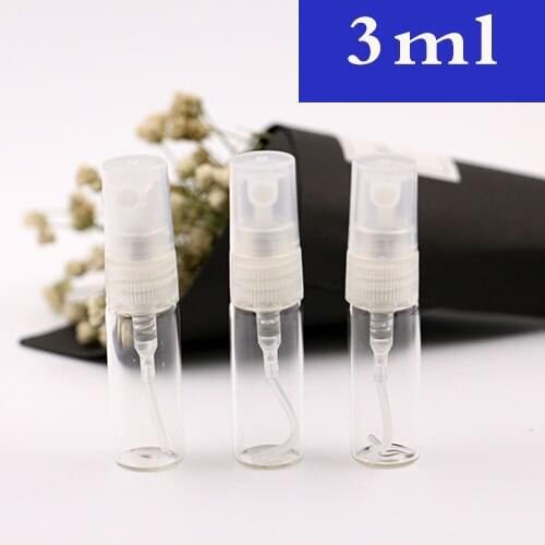 3ml 20/50/100/200/300pcs Mini Clear Glass Spray Perfume Bottle Cosmetic Container Glass Spray Atomizers Perfumes Sample Vials
