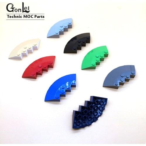4Pcs/lot Brick Round Corner 6x6 with 33° Slope and Facet Cutout MOC 95188 Building Blocks Parts DIY Educational Tech Parts Toys