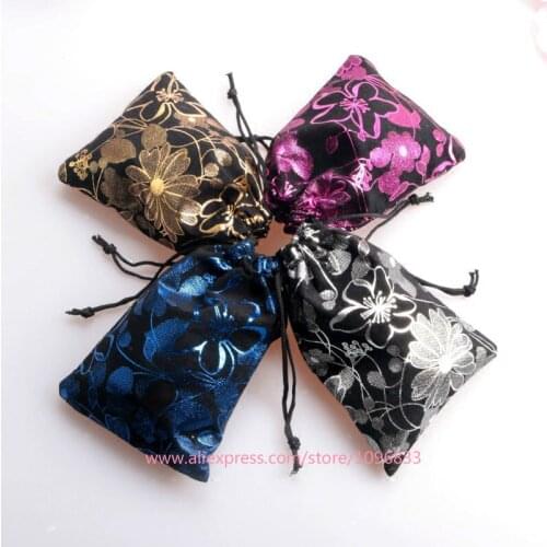 50PCS Printing Flower Pattern Flannelette Bag Jewellery Bags Gift Package Pouch Dust-proof Bundle Pocket Cloth 8*10cm 10x14cm