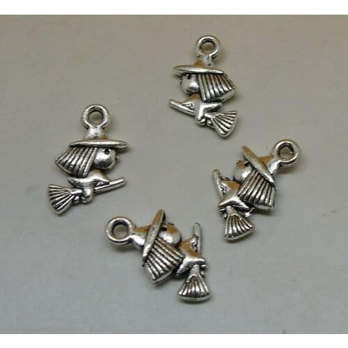 ALY 100 Pcs/lot Antique Silver Wizard Charms 10x15mm Little Witch Double-Sided Accessories A7413 Jewelry Findings