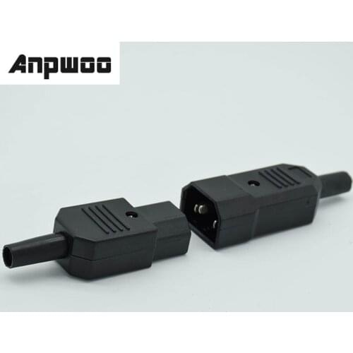 ANPWOO IEC Straight Cable Plug Connector 10A 250V Black female&male Plug Rewirable Power Connector 3 pin AC Socket