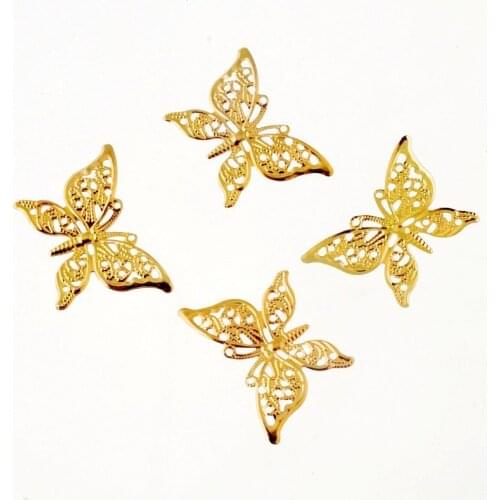 Free shipping 60Pcs Butterfly Filigree Wraps Connectors Metal Crafts Gift Decoration DIY 39x26mm