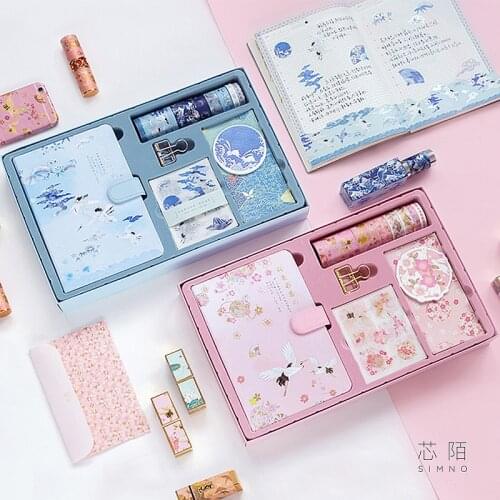 Pink Journal Loose-leaf Diary Kawaii Travel Notebook Spiral Note Book Scrapbook and Handbook with DIY tool set