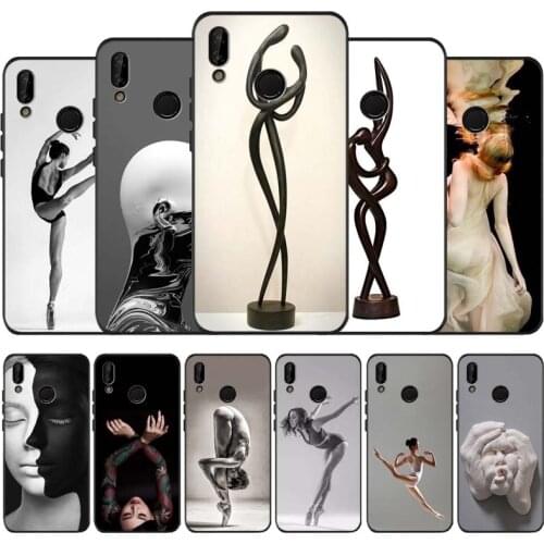 Body Art black soft Phone Case for huawei P40 P30 P20 P10 Pro lite P9 Lite nova 4E 6SE Psmart 2019 Y6 9 Prime