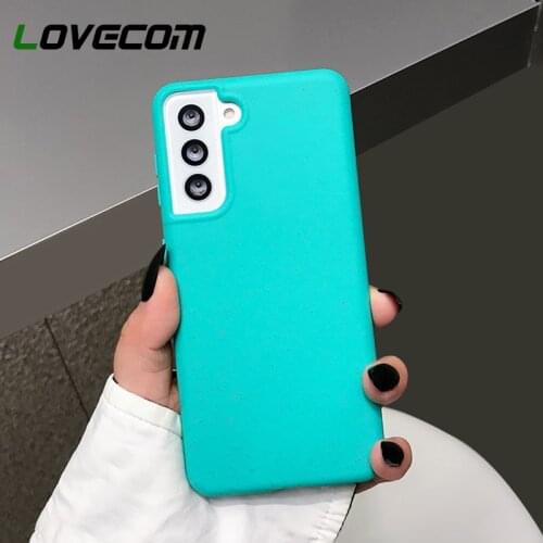 LOVECOM Wheat Straw Case For Samsung A72 A52 S21 S20 Ultra S10 Note 20 Plus A50 A32 Eco-Friendly Soft Solid Color Matte Cover
