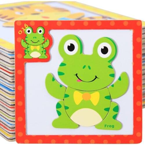 Childrens 3D cartoon magnetic jigsaw puzzle toys childrens wooden animals / traffic puzzle wooden magnetic educational toys
