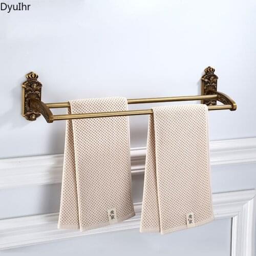 European antique space aluminum wall-mounted towel bar bathroom double bar beautifully carved towel rack bathroom accessories
