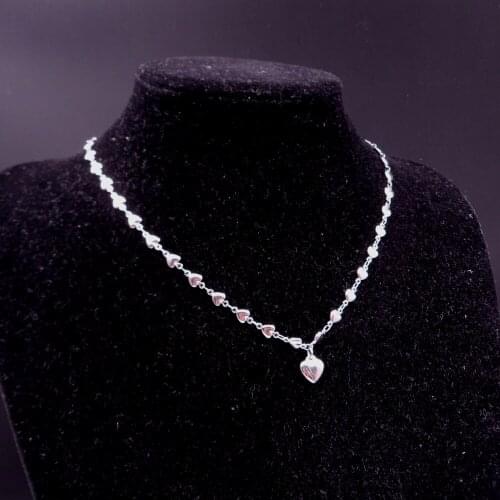 Hot selling Stainless Steel Fashion Solid Heart Design Necklace Pendant with Heart Chain 4.5mm 18