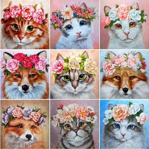 EverShine Diamond Embroidery Cat Picture Of Rhinestones Diamond Painting Animal Full Drill Square Mosaic Cross Stitch Home Decor