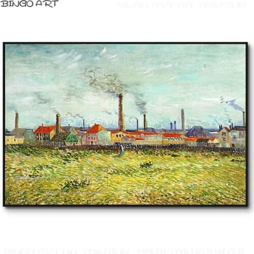 Reproduce Vincent Van Gogh Artwork Village Oil Painting Hand-painted Impressionist Village Oil Painting for Wall Art Decoration