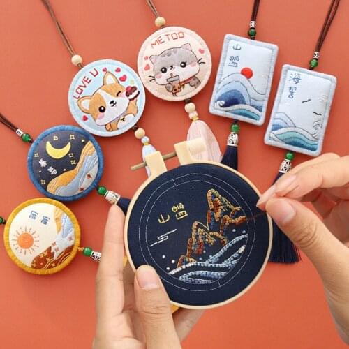 Chinese Amulet DIY Embroidery kit Cross Stitch Set Needlework Handmade Car Pendant Embroidery Sewing Craft Decor Creative Gift
