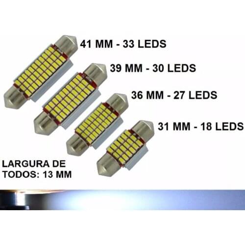 12 VOLTS Kit 4 Lampada Tor pedo Cambus Branco Led C5w 31 36 39 41 Mm 4 Unidades