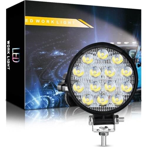 Round Large Mini 14 Light 42W Car LED Work Light Auxiliary Light Engineering Spotlight Headlight