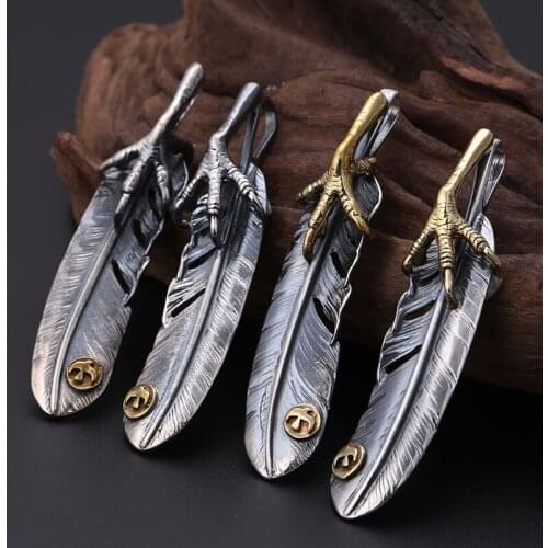 Hot Sale Eagle Claw Feather Pendant 100% Pure 925 Sterling Silver Necklace Pendant Fine jewelry for Women Men Fashion jewelry