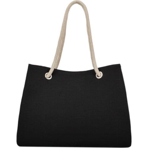 Harajuku Multicolor Linen Big Casual Tote Bags Women Summer Beach Travel Handbags Solid Shopping Shoulder Bag Bolsa Feminina