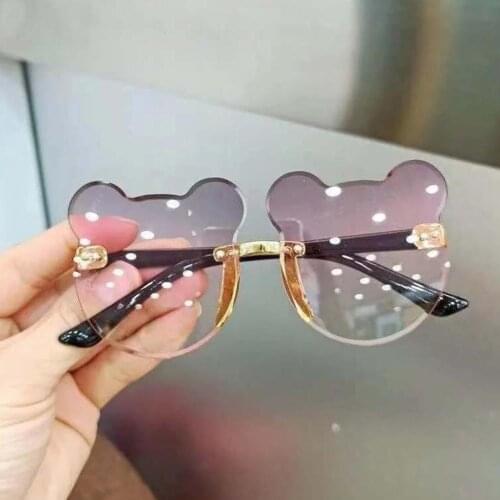 Fashion Cute Cartoon Bear Sun Glasses For Children Kids Sunglasses Girls Boys Rimless Transparent Anti-glare Glasses Sunglassess