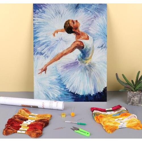 White Swan Printed 11CT Cross Stitch Full Kit Embroidery DMC Threads Painting Handicraft Handiwork Sewing Design Sales