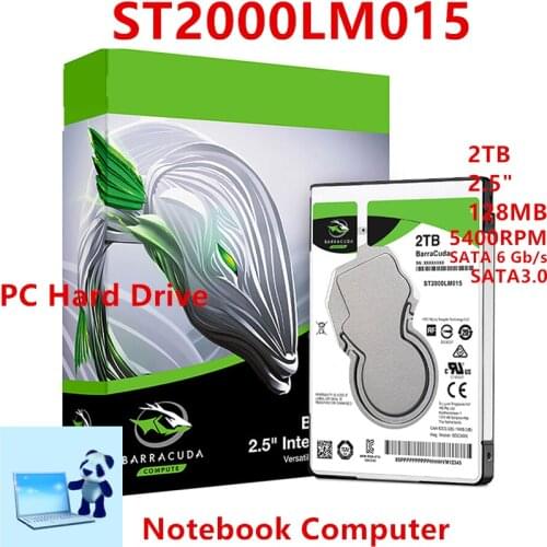 New HDD For Seagate Brand BarraCuda 2TB 2.5" SATA 6 Gb/s 128MB 5400RPM For Internal Hard Disk For Notebook HDD For ST2000LM015