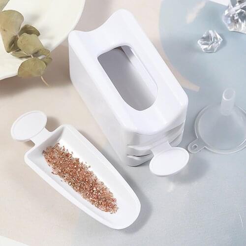 Manicure Powder Recycling Storage Box Portable Infiltration Powder Container White Double Layer French Powder Box Nail Tool