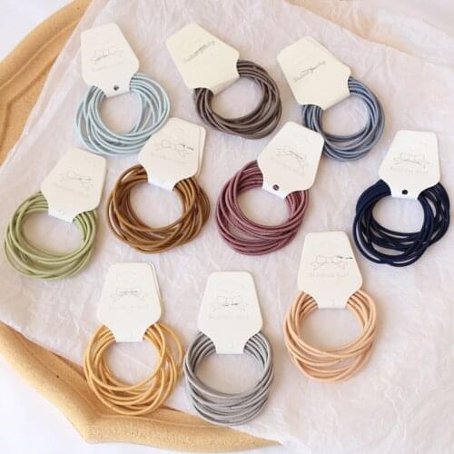 10PCS Women Girls Simple Solid Color Elastic Hair Bands Ties Scrunchie Ponytail Holder Rubber Bands Hair Rope Ring Accessories