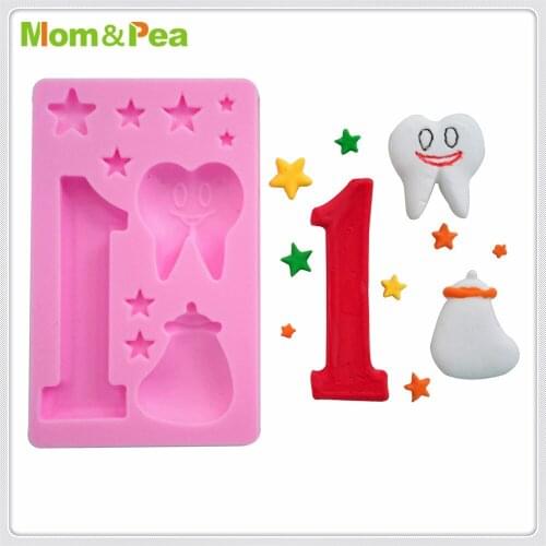 Mom&Pea MPA1878 1 & Teeth Silicone Mold Sugar Paste 3D Fondant Cake Decoration