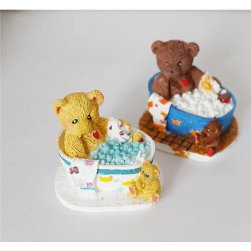 Bath Bear Candle Silicone Molds Korean Style Bear Bath Handmade Candle Wax Mold Animals shape Aromatherapy Candle Mould