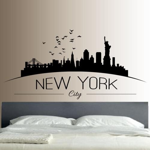 Modern City Image Design New York Skyline Wall Stickers Bedroom Living Room Wall Art Decals Removable Mural City Stickers