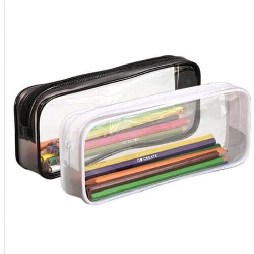 Storage bag Transparent bear sticker pencil case ins wind storage bag pvc student simple stationery