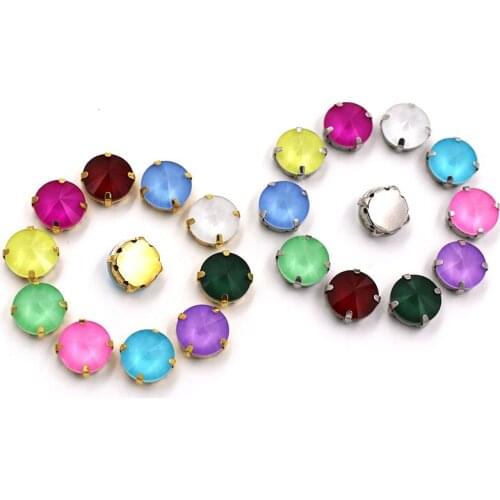 Wedding Decorations Round Shape Glass Crystal Stones Sewing Claw Setting Mocha Rivoli Rhinestones For Clothing/Dess/Shoes/Bags