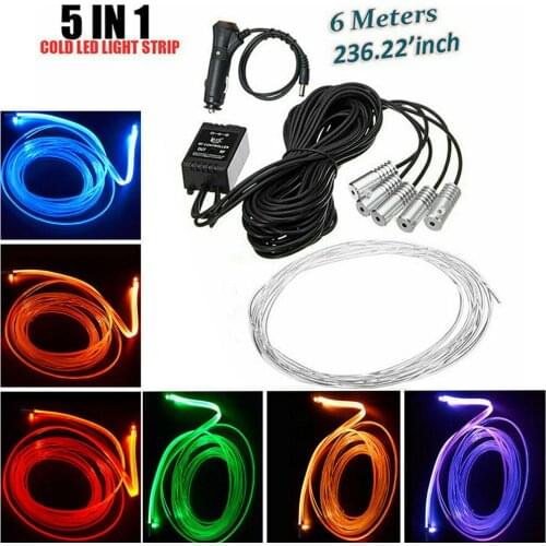 6M RGB LED Car Atmosphere Strip Light Car Interior Lighting Styling Decorative Dynamic Ambient Strip Light Neon LED Strip