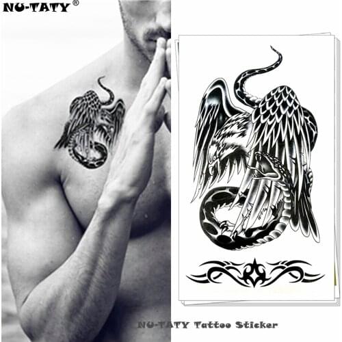 Nu-TATY Hawk Snake Battle Temporary Tattoo Body Art Flash Tattoo Stickers 17*10cm Waterproof Fake Tatoo Car Styling Wall Sticker