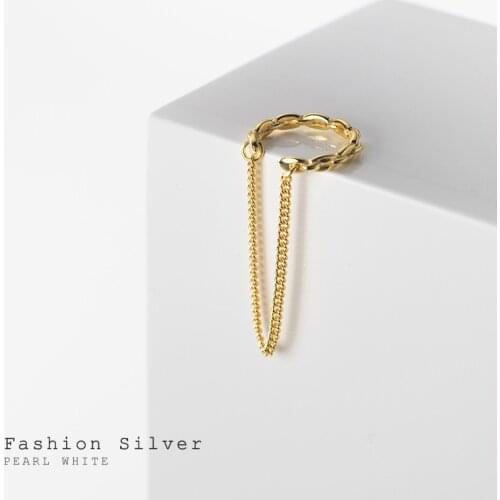 ONLY 1PC Real. 925 Sterling Silver White/ Gold No Piercing Chain Ea-bone Clip On Cuff Earrings Tassel