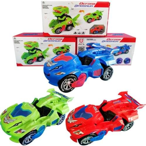 Transformation Electric Dinosaur Led Car Toys Universal Wheel Dino Deformation Robot Vehicle with Lights Sounds Gift for Kids