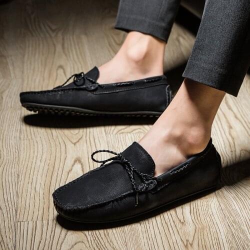 Genuine Leather Men Casual Shoes Italian Men Loafers slip on Moccasins Mens Flats Breathable Male Driving Shoes big size 49