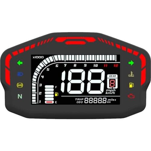 12000RPM 6 Gear Universal Motorcycle LCD Digital Speedometer Backlight Motorcycle Odometer For1, 2,4 Cylinders Meter for Ducati