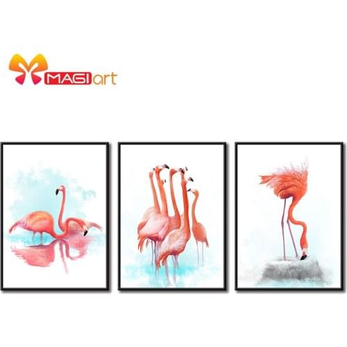 Cross stitch kits Embroidery needlework sets 11CT water soluble canvas patterns 14CT Animals The Beautiful Flamingos-NCMA028