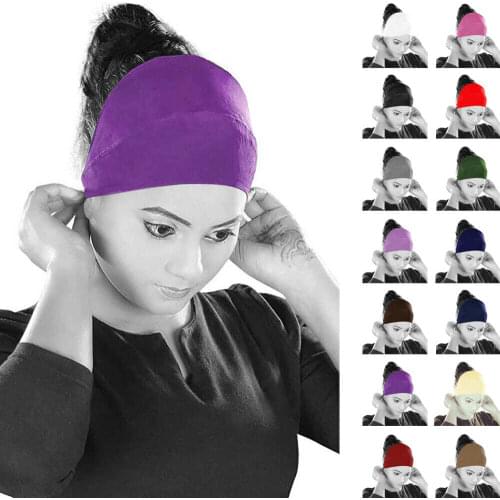 Ladies Hairband Head Band Headwear Wrap Elastic Head Scarf Cap Bandana Fashion Women Hair Tie Band Solid Color Wide Hairband New
