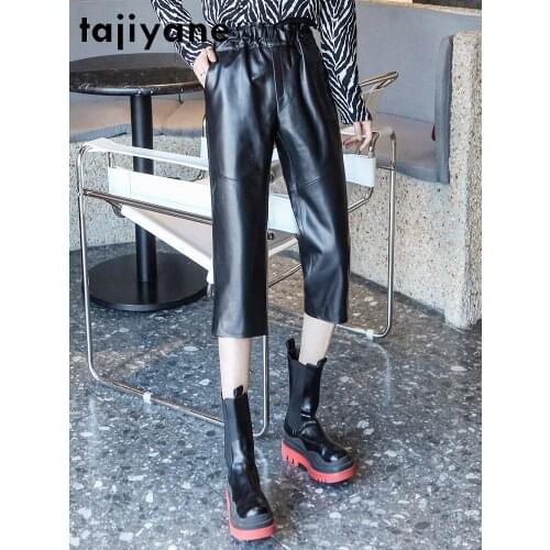 Tajiyane Korean Fashion Woman Pants 100% Sheepskin Leather Pants Women Plus Size 4xl Spring Autumn 2021 Pantalons Capris Pph4509