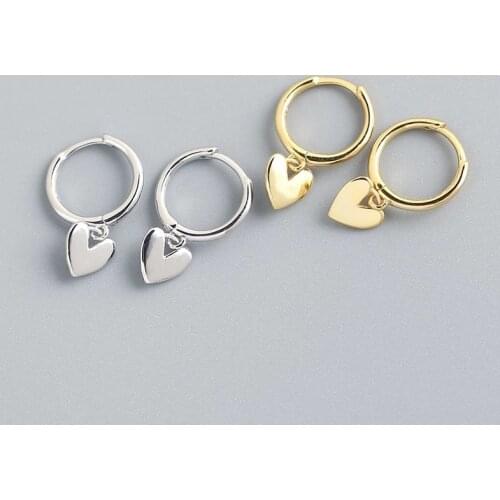 925 Sterling Silver Heart Charm Piercing Stud Earrings For Women Girls Party Jewelry Pendientes eh548