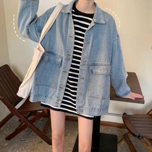 Women Street Style Casual Plus Size Denim Jacket Single-breasted Lapel Windbreaker Ladies Winter Retro Wild Long-sleeved Top 5XL