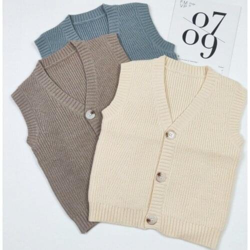 2020 Baby Toddler Boy Girl Vest Children Waistcoat Korean Sleeveless Knitted Sweater Cardigan Kids Vest for Boys Girls