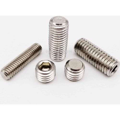 10/50pcs M2 M2.5 M3 M4 M5 DIN913 GB77 304 A2-70 stainless steel Hex Hexagon Socket Flat Point Set Screw End Grub Headless Bolt