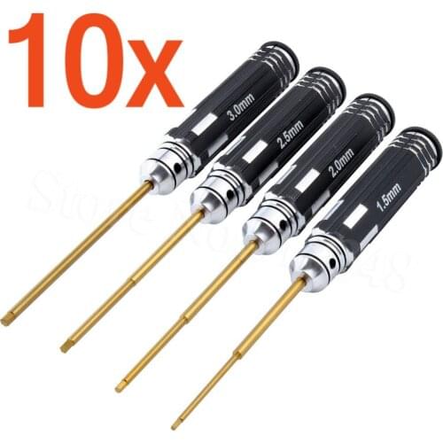 10Sets 4pcs/Set Titanium Steel 1.5mm 2.0mm 2.5mm 3.0mm Hexangular Screwdriver Kit Repair Tools For RC Car Quadcopter Drone Plane