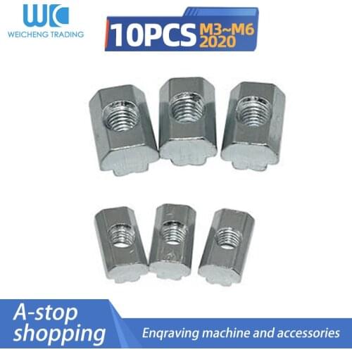 10pcs M3 M5 M4 M6 for 20 Series Slot T-nut Sliding T Nut Hammer Drop In Nut Fasten Connector 2020 Aluminum Extrusions