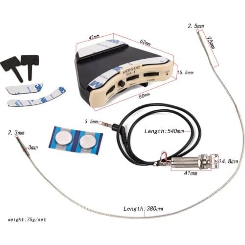 3 Bands Acoustic Folk Guitar Sound Hole Pickup Piezo Preamp with Endpin Plug