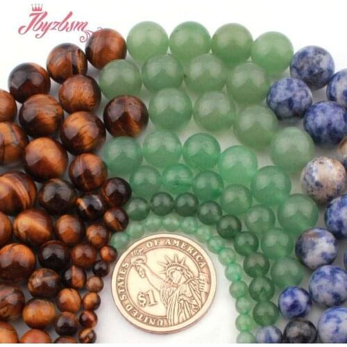 6/8/10/12mm Natural Lapis Jades Jasper Round Smooth Loose Stone Beads For DIY Necklace Bracelets Jewelry Making Strand 15"