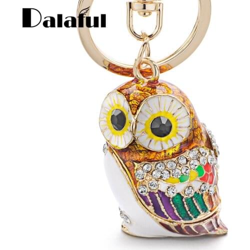 Fashion Lovely 3D Owl Keyrings Keychains Crystal Rhinestones Enamel Glazing Key Chain Ring Holder For Car K342 New