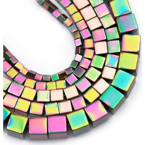 YHBZRET Natural New Green Square Shape Hematite Spacer Loose Stone Beads for Jewelry Making Diy Bracelet Accessories 2/3/4/6mm