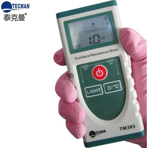 Fast arrival TECMAN TM385 Digital Surface resistance tester anti-static tester 10^3 Ohms-10^12 Ohms